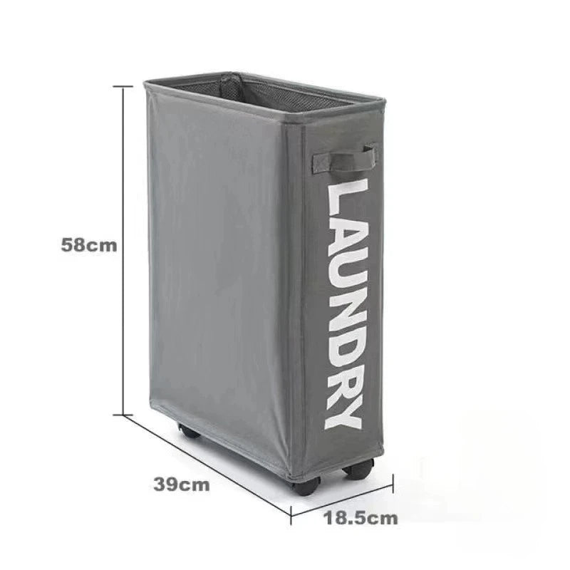 Large Foldable Laundry Basket with Wheels & Yoga Mat Storage