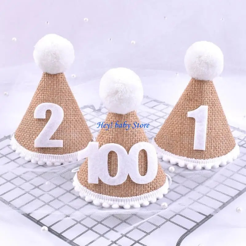 Baby Birthday Crown Hat 0–3Y | Linen Party Hat for Babies