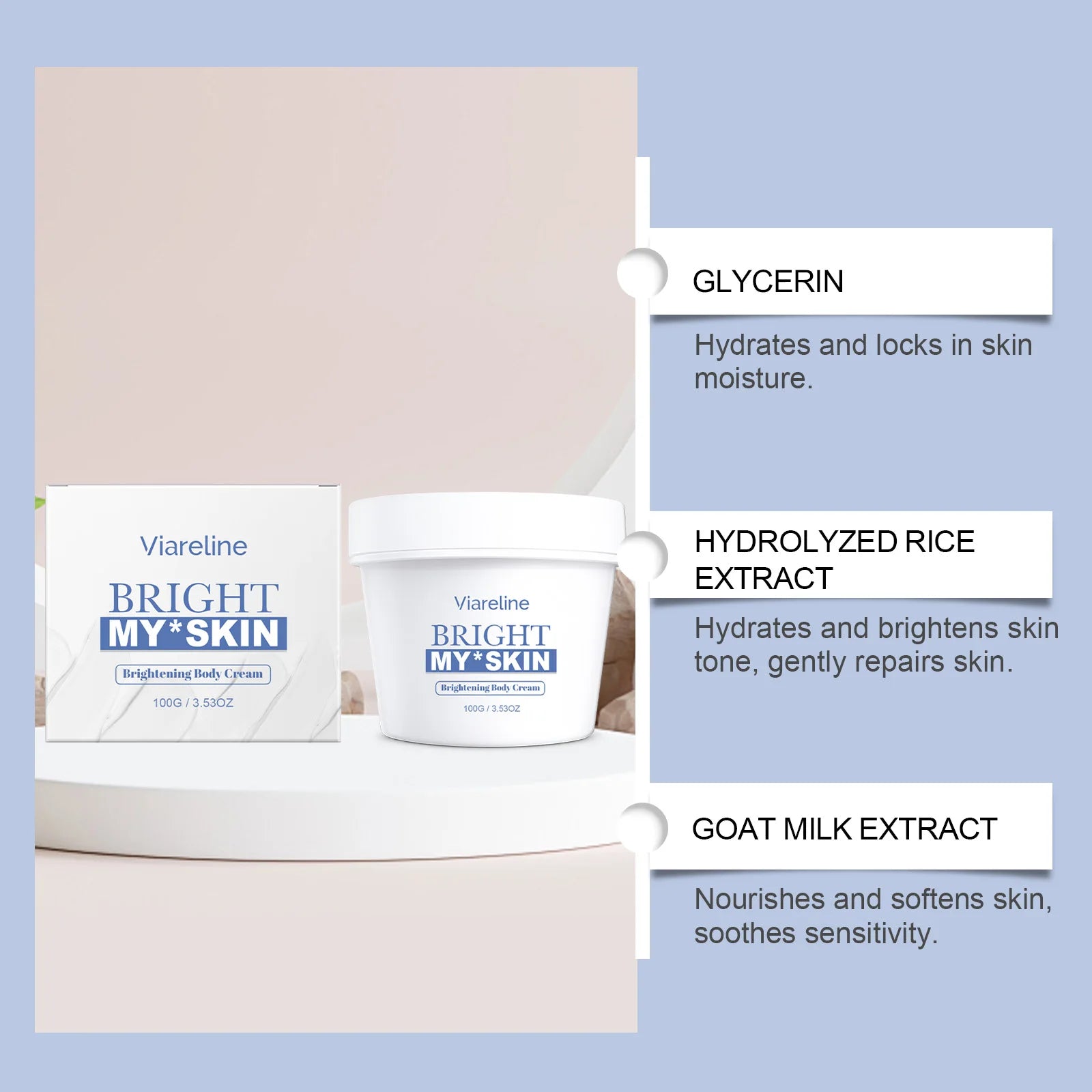 Brightening Body Lotion Natural Rice And Goat Milk Extracts Deep Hydrating Nourishing For Dry Sensitive Skin Daily Use Peaceful Pleasures Health and Wellness
