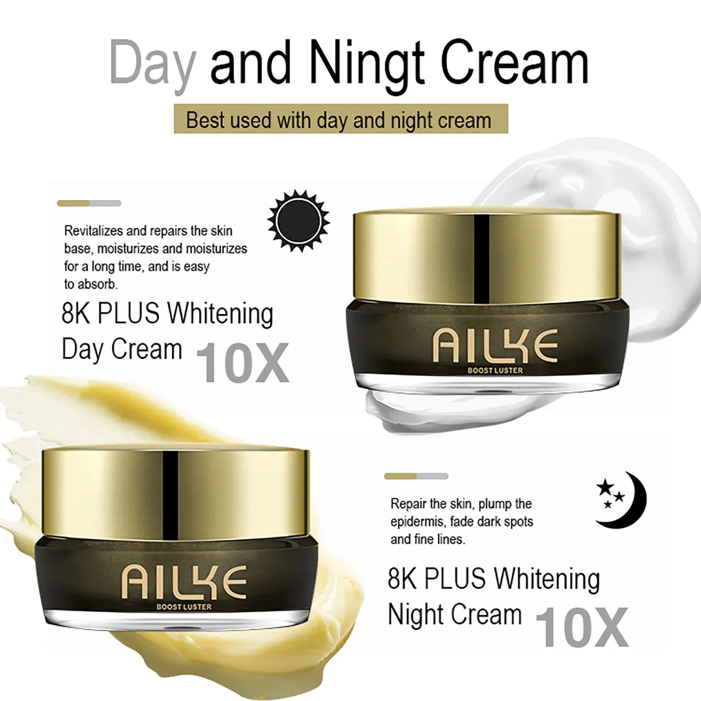 AILKE Whitening Face Cream with Collagen & Glutathione – Day & Night Peaceful Pleasures Health and Wellness