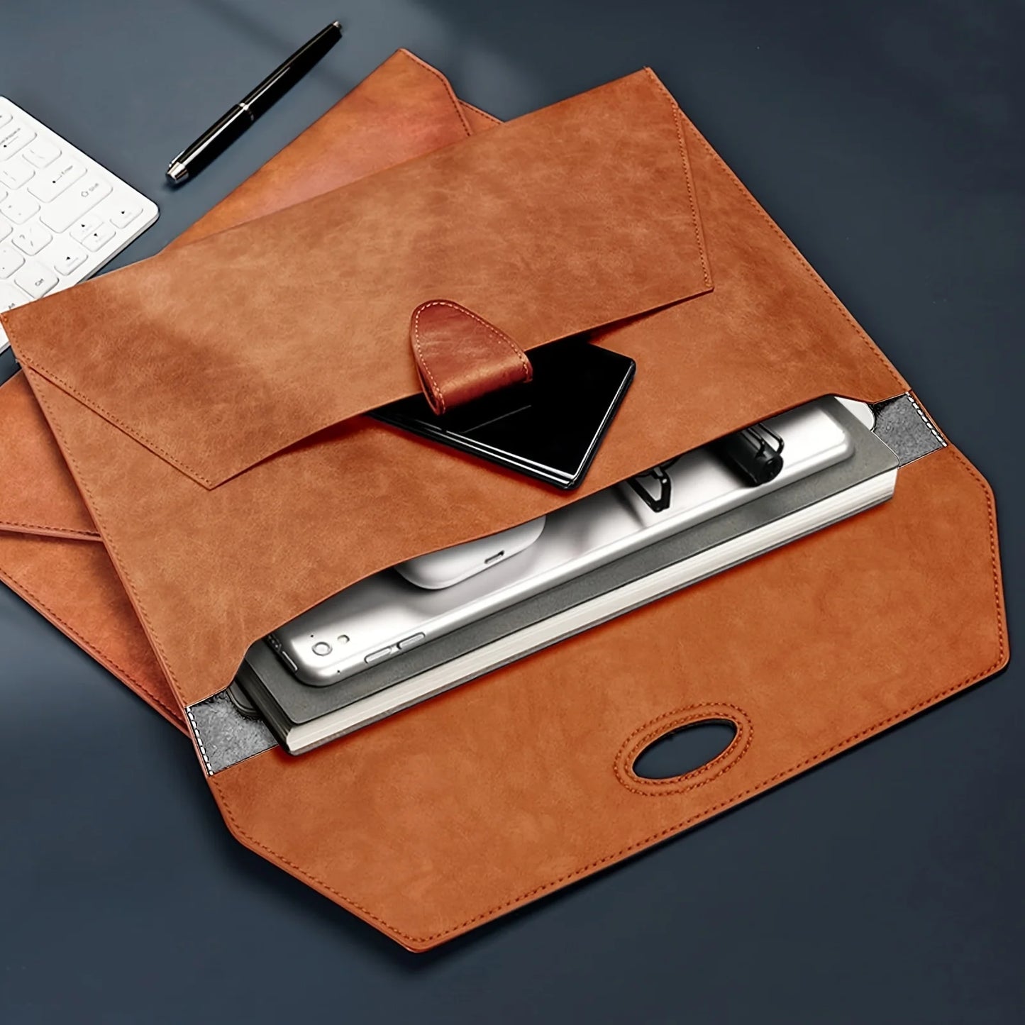 Vintage Brown A4 Faux Leather Portfolio Folder | Magnetic Snap