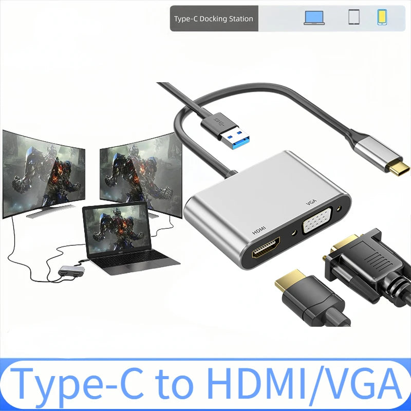 USB C To HDMI-Compatible VGA Type-C Digital AV Multiport Adapter Thunderbolt 3 Converter To 4K 1080P Fast Charging for MacBook Peaceful Pleasures Health and Wellness