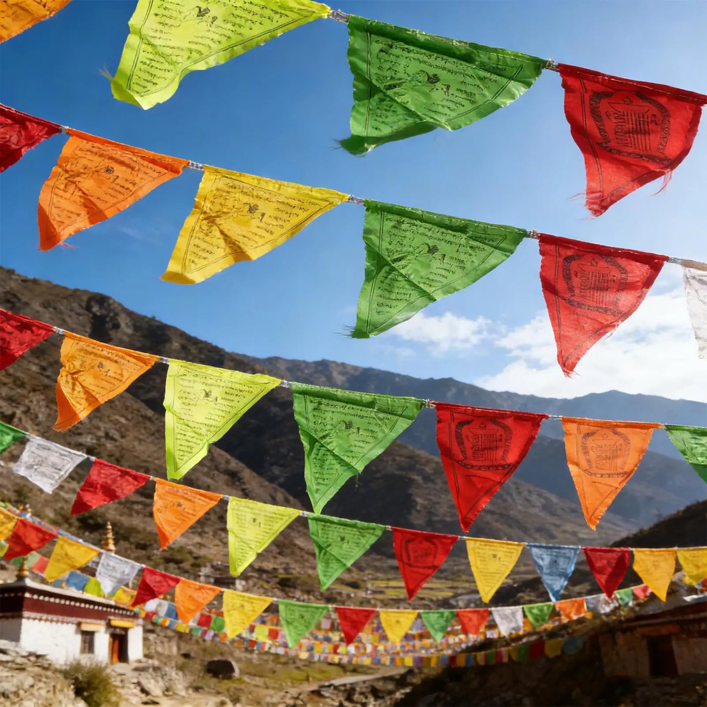 Banner Flags Cultural Display Ornament 19.7inch 25 Pieces Triangle Flag Banner For Outside For Yard Courtyard Garden Playground Peaceful Pleasures Health and Wellness