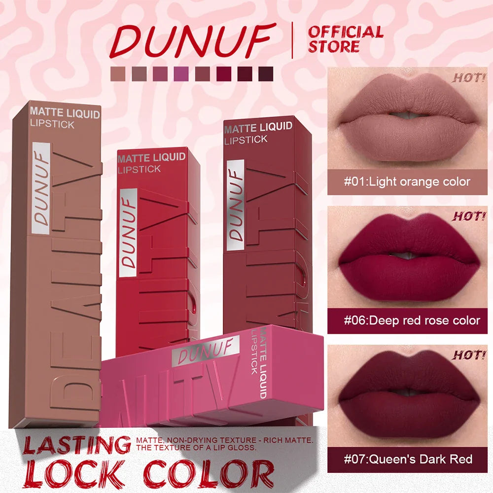 DUNUF Y2K Waterproof Lip Gloss – Non-Stick Long-Lasting Color