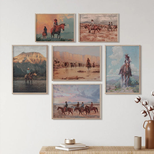 Vintage Cowboy Canvas Print | Rustic Western Wall Art Canvas Wall Art Peaceful Pleasures Health and Wellness