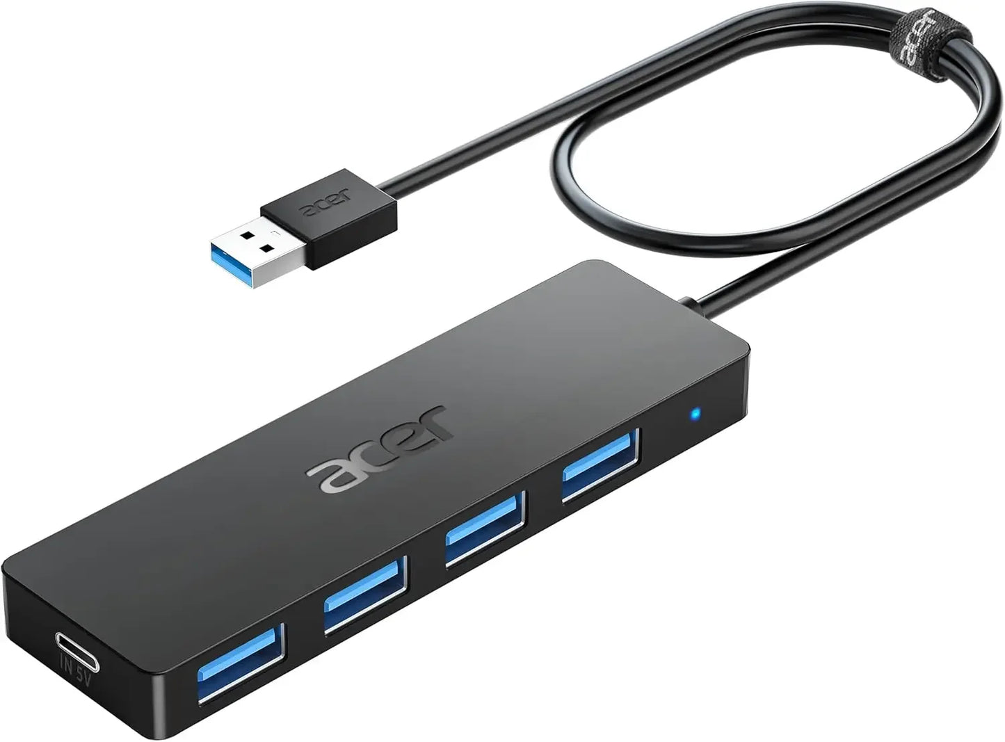 4-Port USB 3.0 Hub with Type-C Power, High-Speed Data Transfer for Laptops and PCs (2ft Cable) Peaceful Pleasures Health and Wellness United States