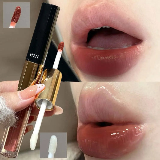 2-in-1 Matte & Mirror Lip Gloss | Double-Ended Lip Glaze Dual-End Lip Glaze Peaceful Pleasures Health and Wellness
