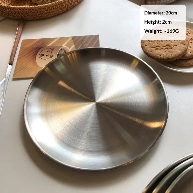 Stainless Steel Round Serving Tray | Rustproof, 6 Sizes