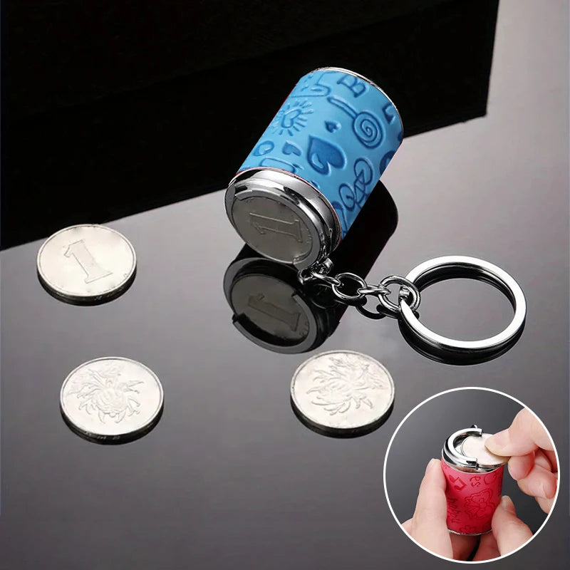 Metal Coin Tube Keychain – Portable Coin Storage Pendant