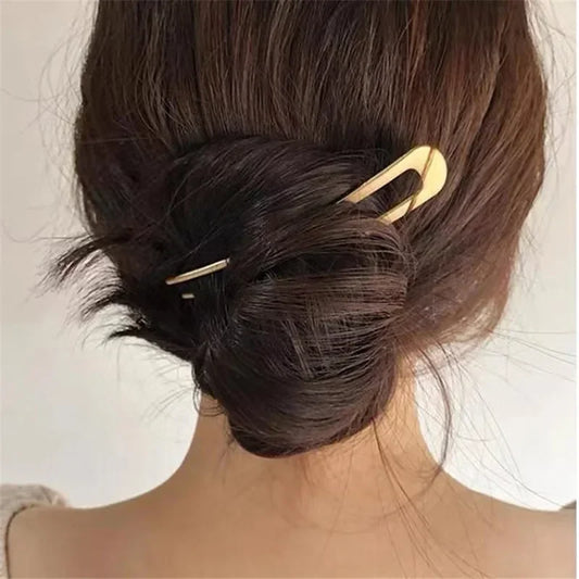 U-shaped Hairpin Fashionable Simple Metal Bun Hair Accessory Exquisite Elegant and Modern High-end Hairpin Hair Accessory New Peaceful Pleasures Health and Wellness