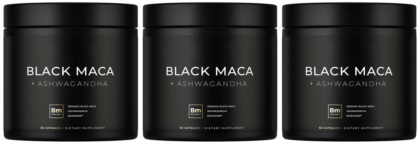 Organic Black Maca Root & Ashwagandha Supplement – 60 Caps