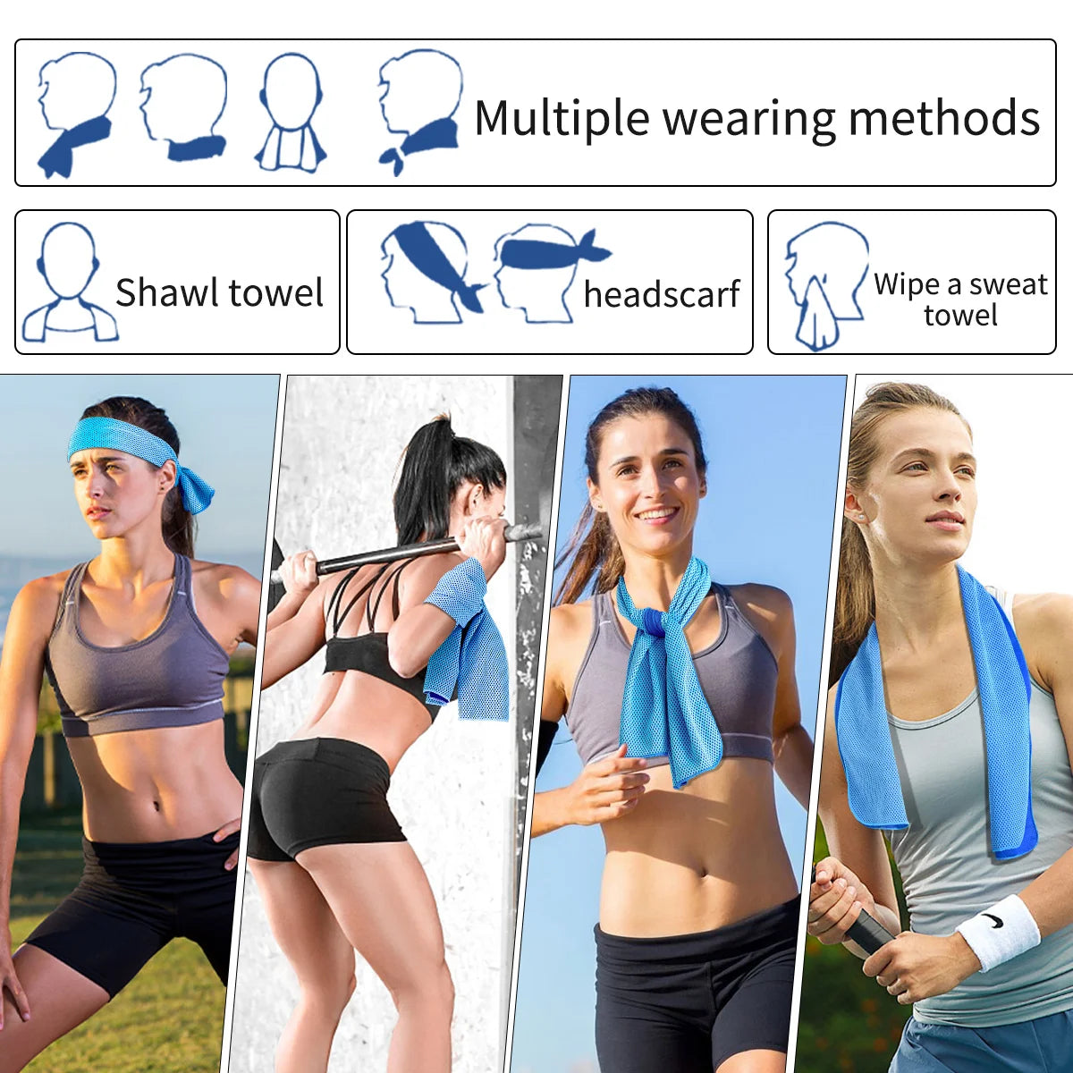 Portable Circular Silicone Wrapped Cold Towel Cooling Towel Quick Drying Polyester Fiber Towels Beach Accessories Sport Fitness Peaceful Pleasures Health and Wellness