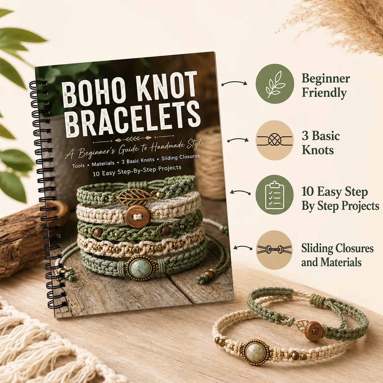 Boho Knot Bracelets Guide Handmade Bracelet Making Book Beginner