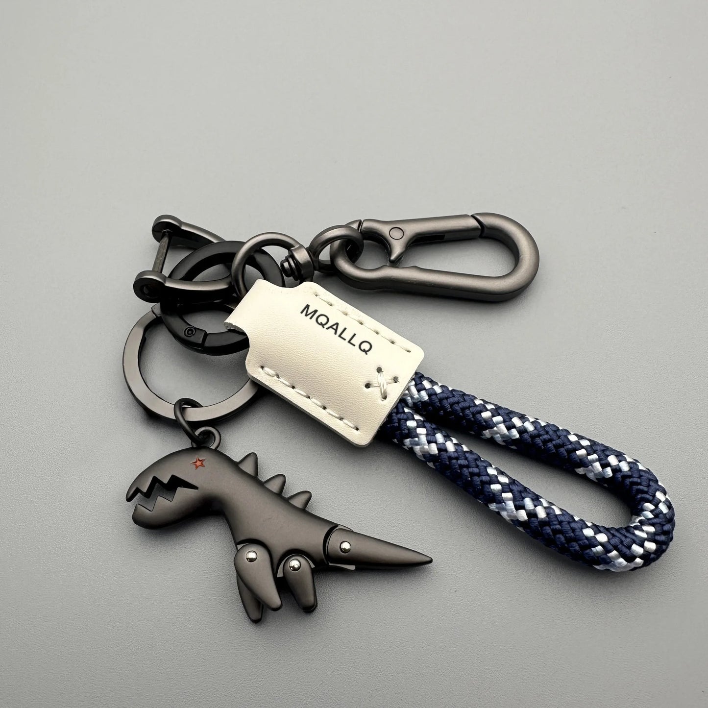 Cute Cartoon Dinosaur Keychain – Zinc Alloy & Leather Rope