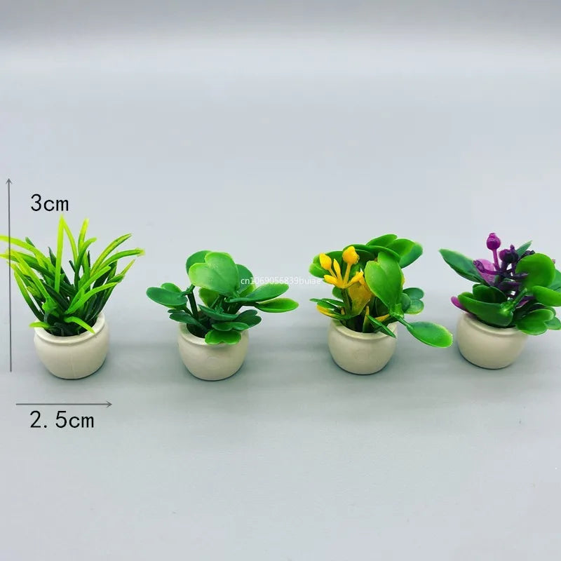 Furniture Potted Miniature Artificial Tiny Bonsai Model Mini Flowerpot Fake Succulent Plant Greenery Ornament Fairy Garden Gnome Peaceful Pleasures Health and Wellness