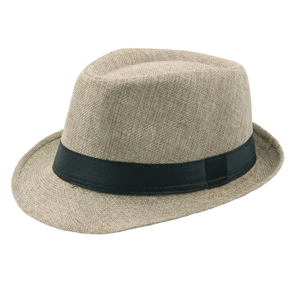 Cycling Caps Men Kids Jazz Hat Old Man Cap Short Brim Solid Color Cuban Cap Panama Hat Breathable Fedora Hat Casual Straw Peaceful Pleasures Health and Wellness Khaki
