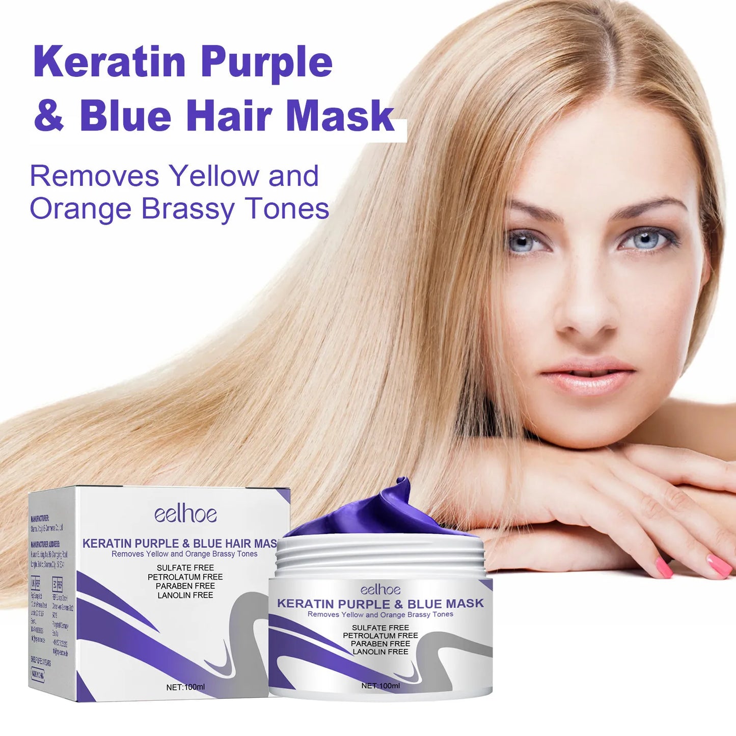 EELHOE Keratin Purple Hair Mask – Smoothing Frizz Treatment 100ml