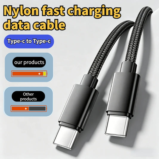 60W 5A USB C To Type C Fast Charging Data Cable USB Type C To Type-C Nylon Braided Fast Charging Charger Adapter Cable 1m 3m Peaceful Pleasures Health and Wellness