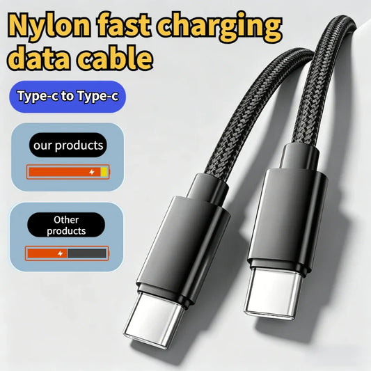 60W USB-C to USB-C Nylon Braided Fast Charging Cable 1m 3m USB-C Charging Cable Oasis Select