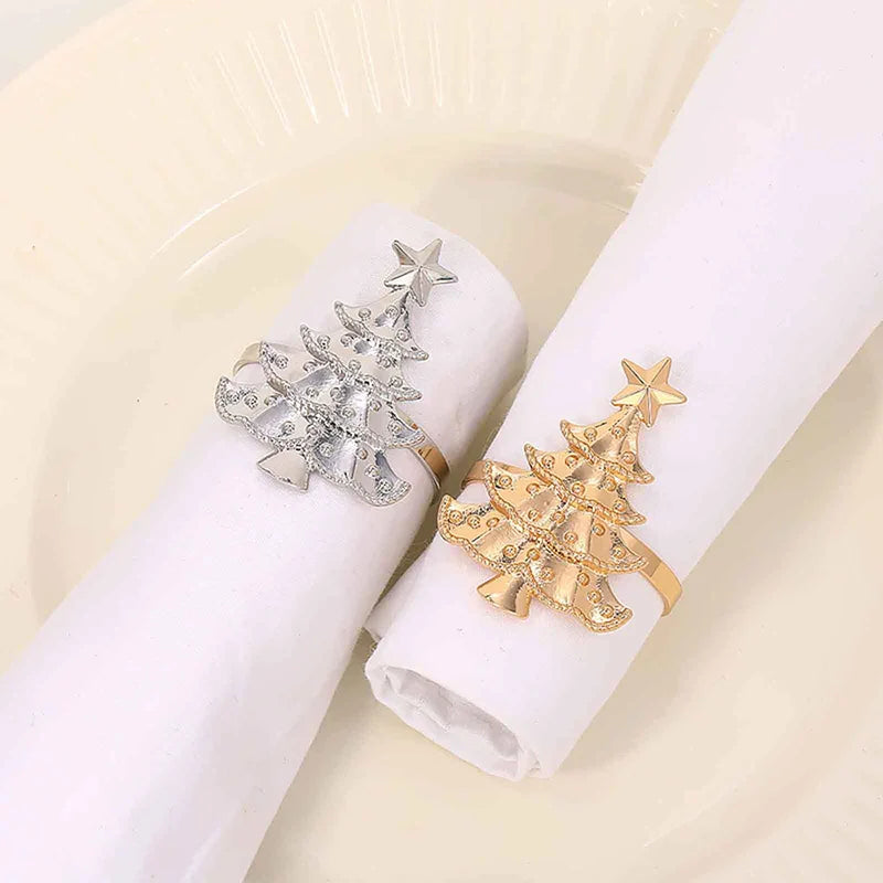 Christmas Napkin Rings Set of 6 | Xmas Holiday Table Decor