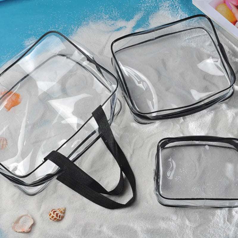 Transparent Travel Toiletry Bag | Waterproof PVC Organizer 3 Sizes Travel Toiletry Bag Peaceful Pleasures Health and Wellness