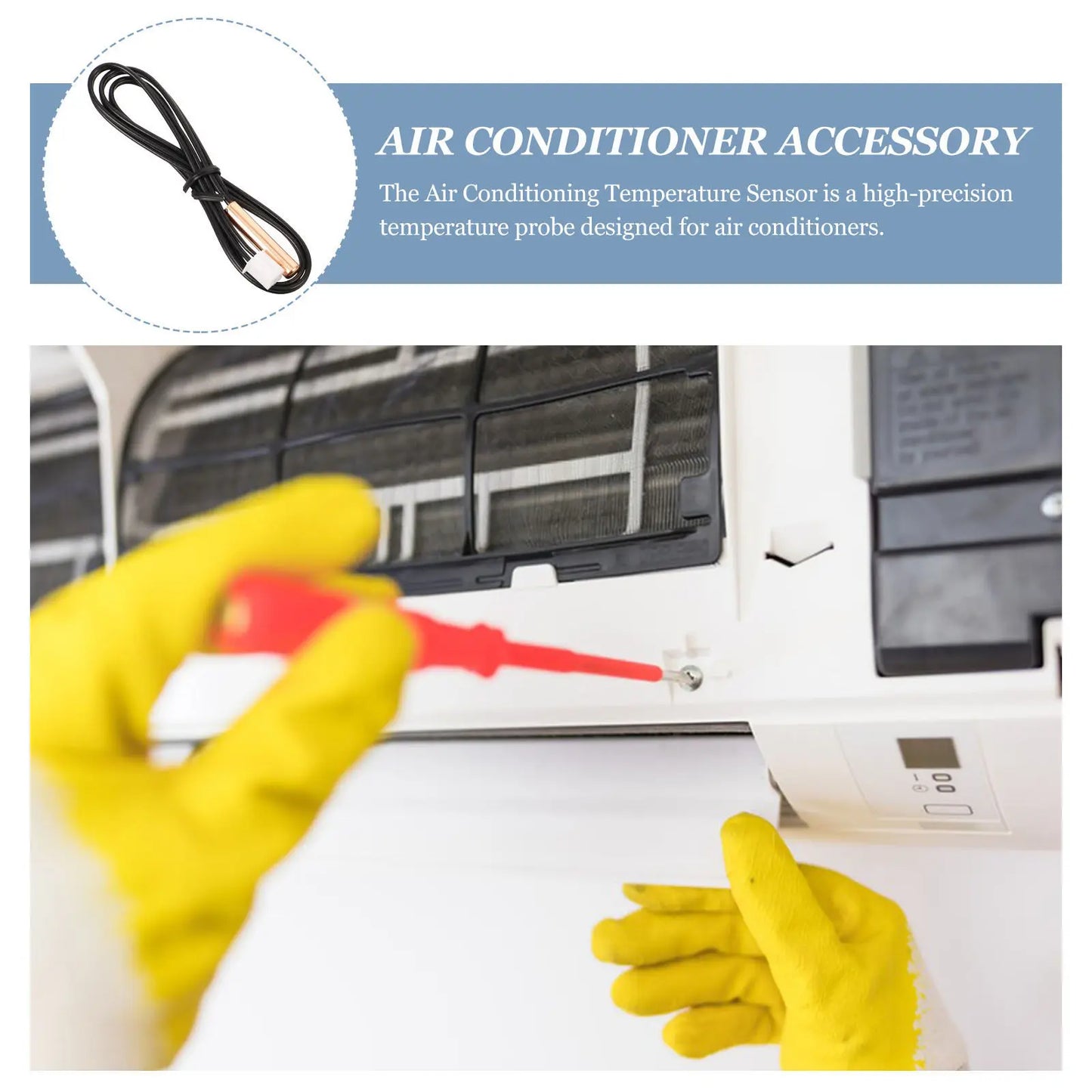 2pcs Air Conditioner Temperature Sensor 10K Copper Head Thermistor Probe 39Cm Replacement For Ac Thermostat Repairing Supply Peaceful Pleasures Health and Wellness