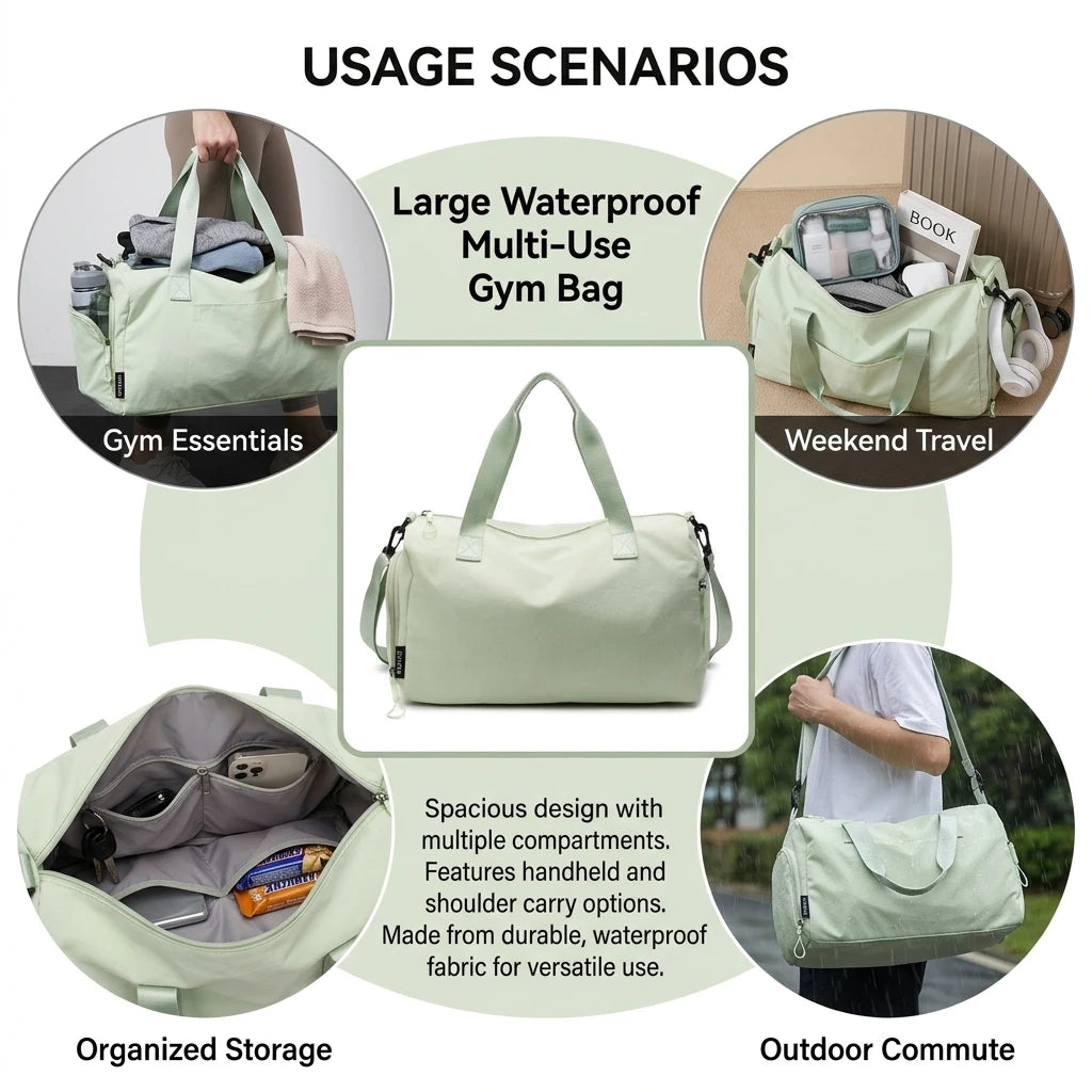 Large Capacity Gym Bag Travel Training Bag Waterproof Handheld Shoulder Bag for Fitness and Outdoor Use Peaceful Pleasures Health and Wellness