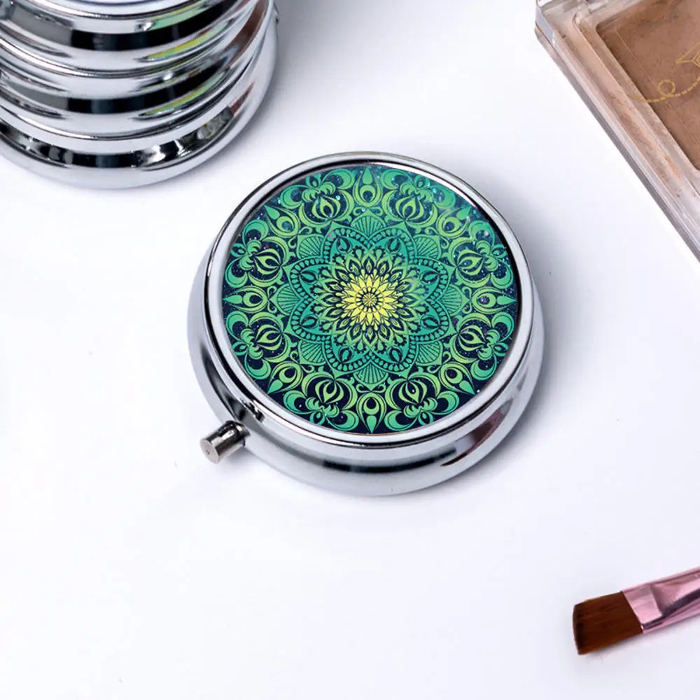 Portable 3 Cell Metal Pill Boxes Stainless Steel Round Pill Boxes Medicine Organizer Container Medicine Case Splitters Pill Box Peaceful Pleasures Health and Wellness
