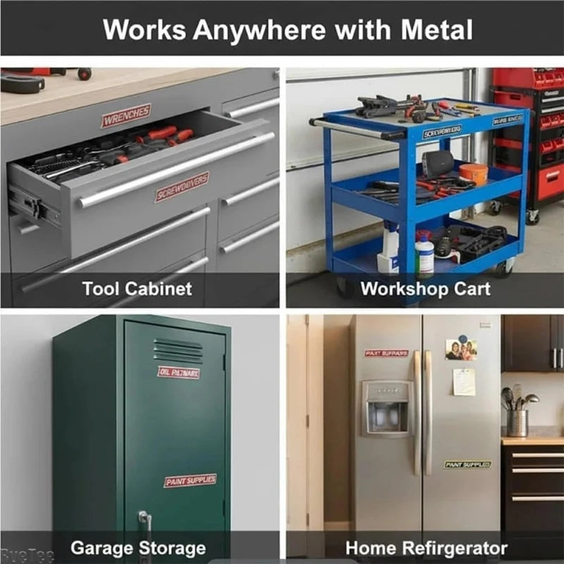 12-Pack Magnetic Toolbox Labels – Reusable 3D Raised Organizer