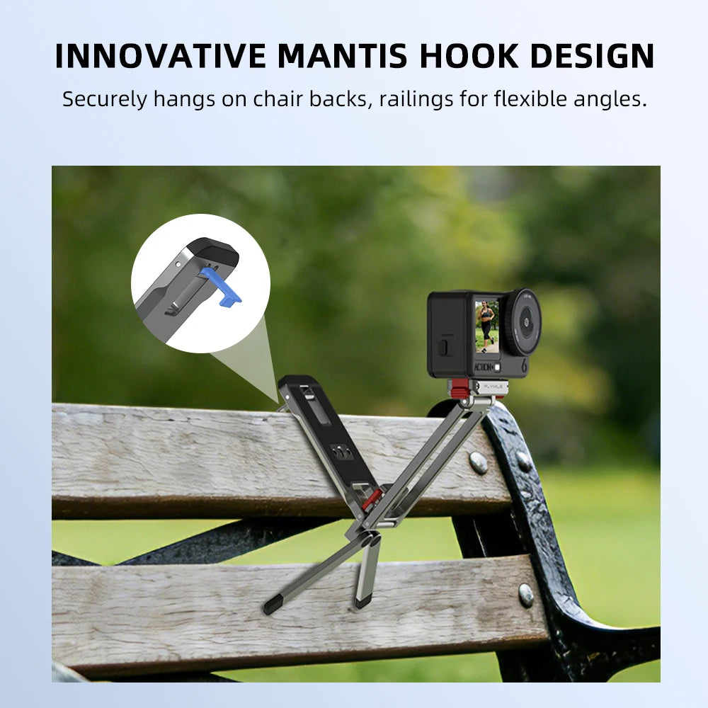 Gunmetal Gray For DJI OSMO ACTION 6 Quick-Release Tripod Nano Sports Camera Magnetic Mount Carabiner Clip Mounting Accessory Peaceful Pleasures Health and Wellness