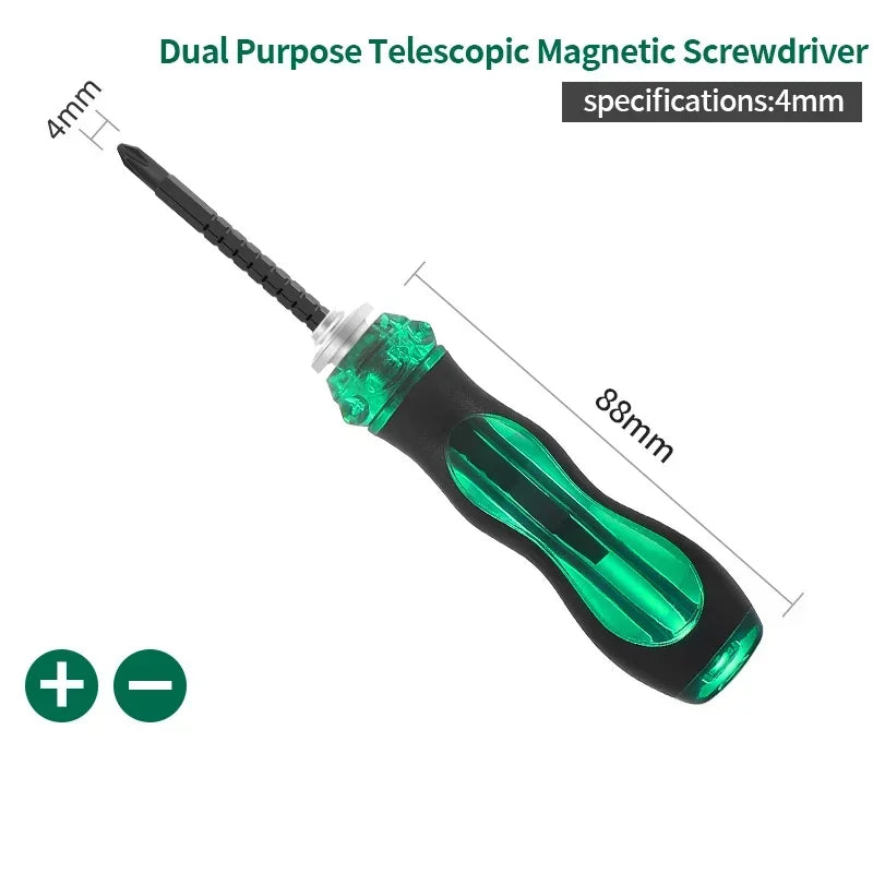 Multipurpose Dual Purpose Adjustable Length Telescopic Magnetic Non Slip Repair Hand Cross for Household Screwdriver Screw Peaceful Pleasures Health and Wellness 4mm 1pcs