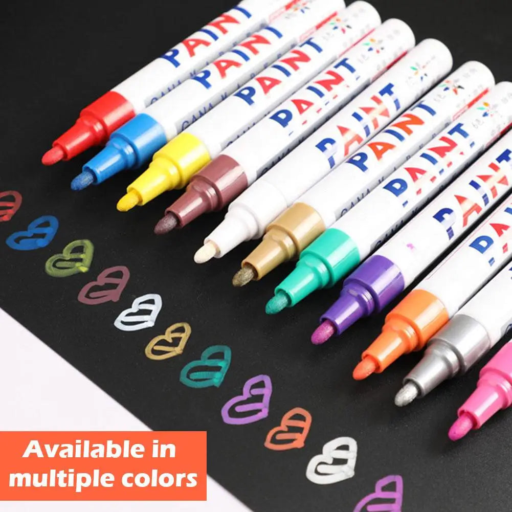 Color Waterproof Cars Wheel Tire Oily Mark Pen Auto Rubber Tyre Paint Pen Cd Metal Permanent Paint Marker Graffiti Touch Up Peaceful Pleasures Health and Wellness