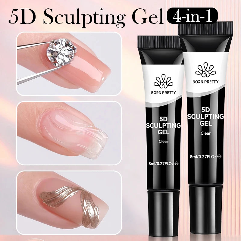 5D Nail Sculpting Gel with Solid Mirror Powder DIY Nail Embossing Gel for Painting Carving Nails 8ml Peaceful Pleasures Health and Wellness