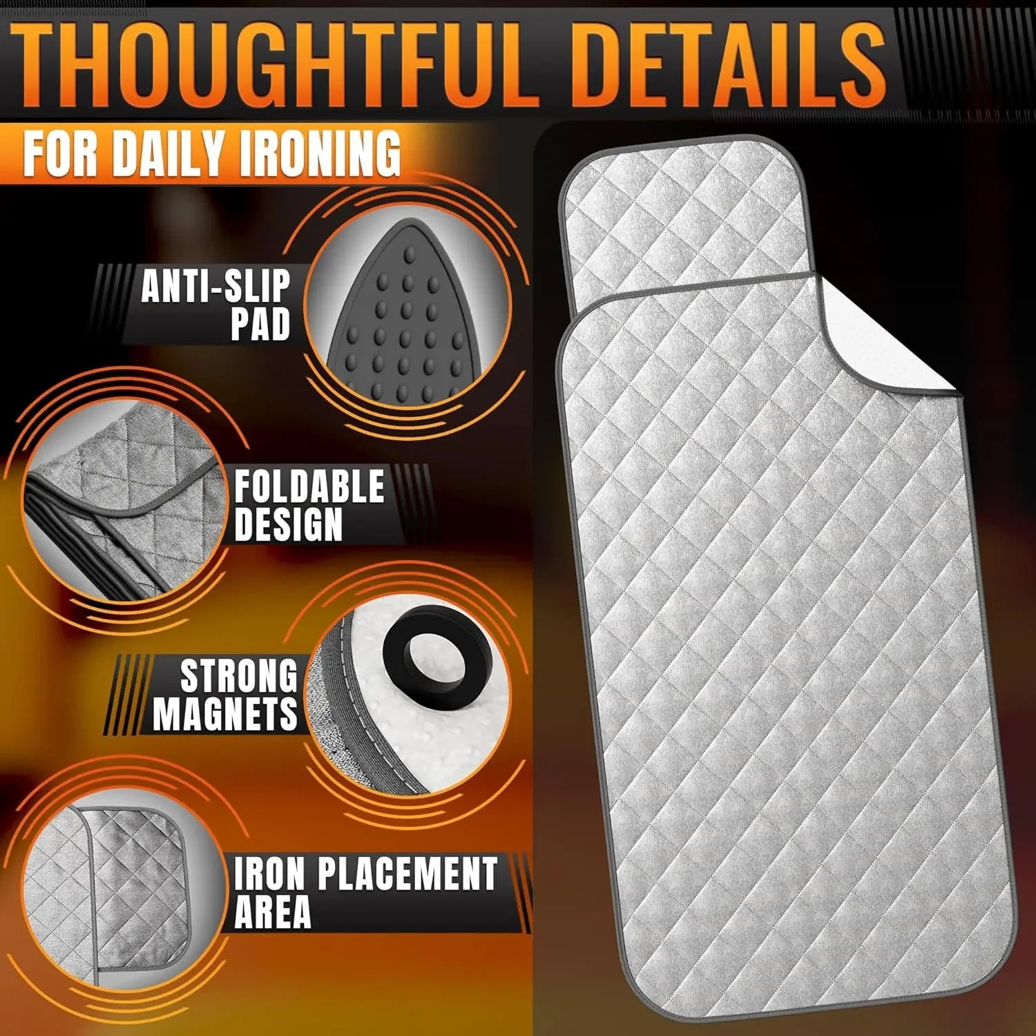 Foldable Ironing Mat with Magnetic Edges & Heat Protection Ironing Accessories Peaceful Pleasures Health and Wellness