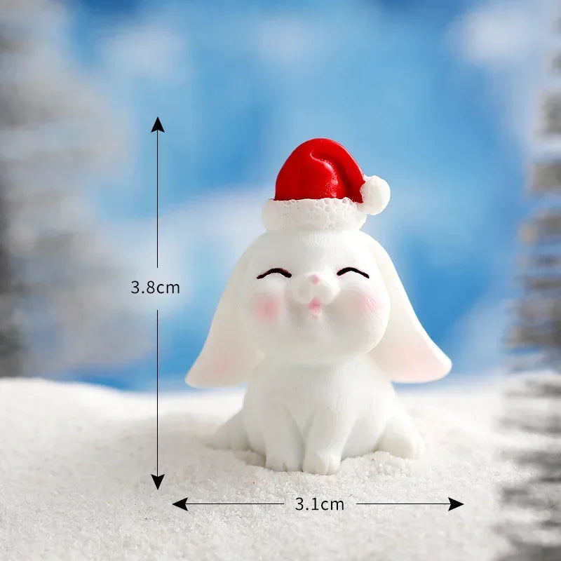 Figurines Christmas Rabbit Micro Landscape Snowman Bunny Ornament Desk Accessories For Home Decoration Kids Gifts Miniature Peaceful Pleasures Health and Wellness 11