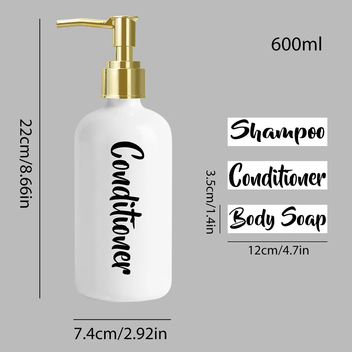 3Pcs Shampoo and Conditioner Dispenser Shower Soap Bottles with Pump, Refillable Shampoo Conditioner Body Wash Dispenser Peaceful Pleasures Health and Wellness
