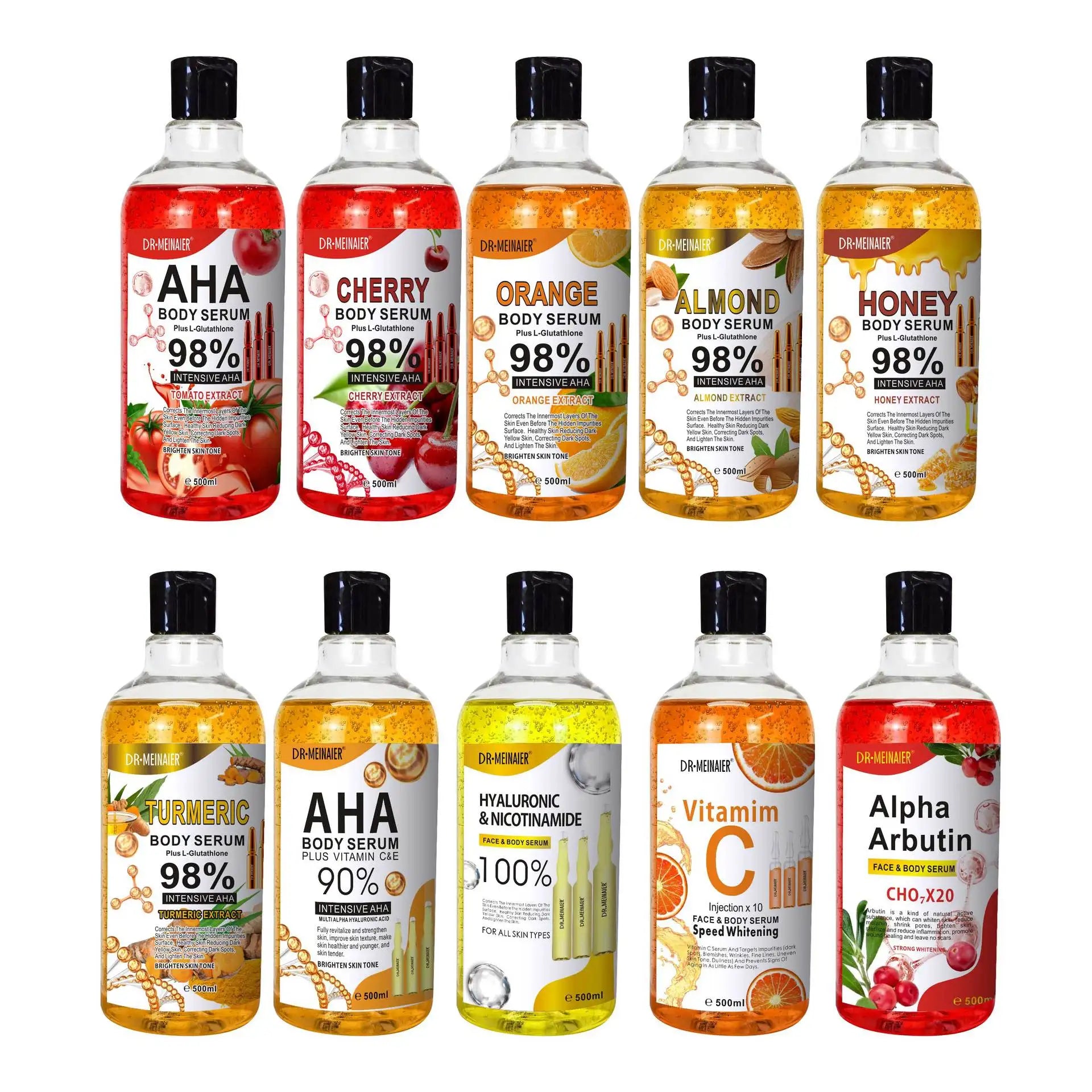 500ML Vitamin C AHA HYALURONIC& NICOTINAMIDE Face Serum Spots Eraser Corrector Whitening Moisturizing Lightening Body Cream Peaceful Pleasures Health and Wellness