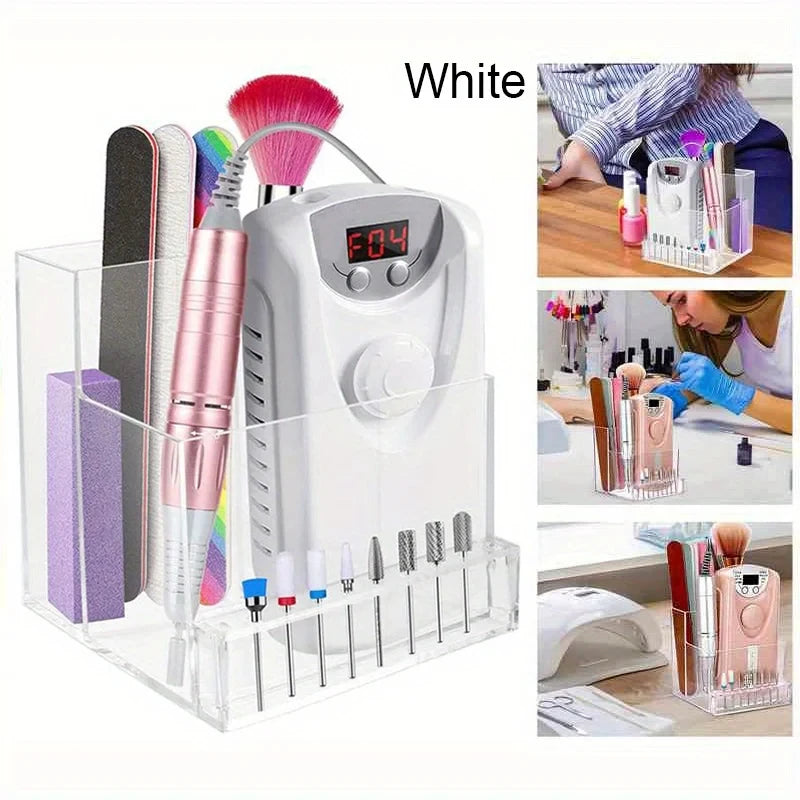 Clear Acrylic Nail Display Box – Transparent Organizer for Drill Bits & Manicure Tools, 1PC Holder Peaceful Pleasures Health and Wellness White
