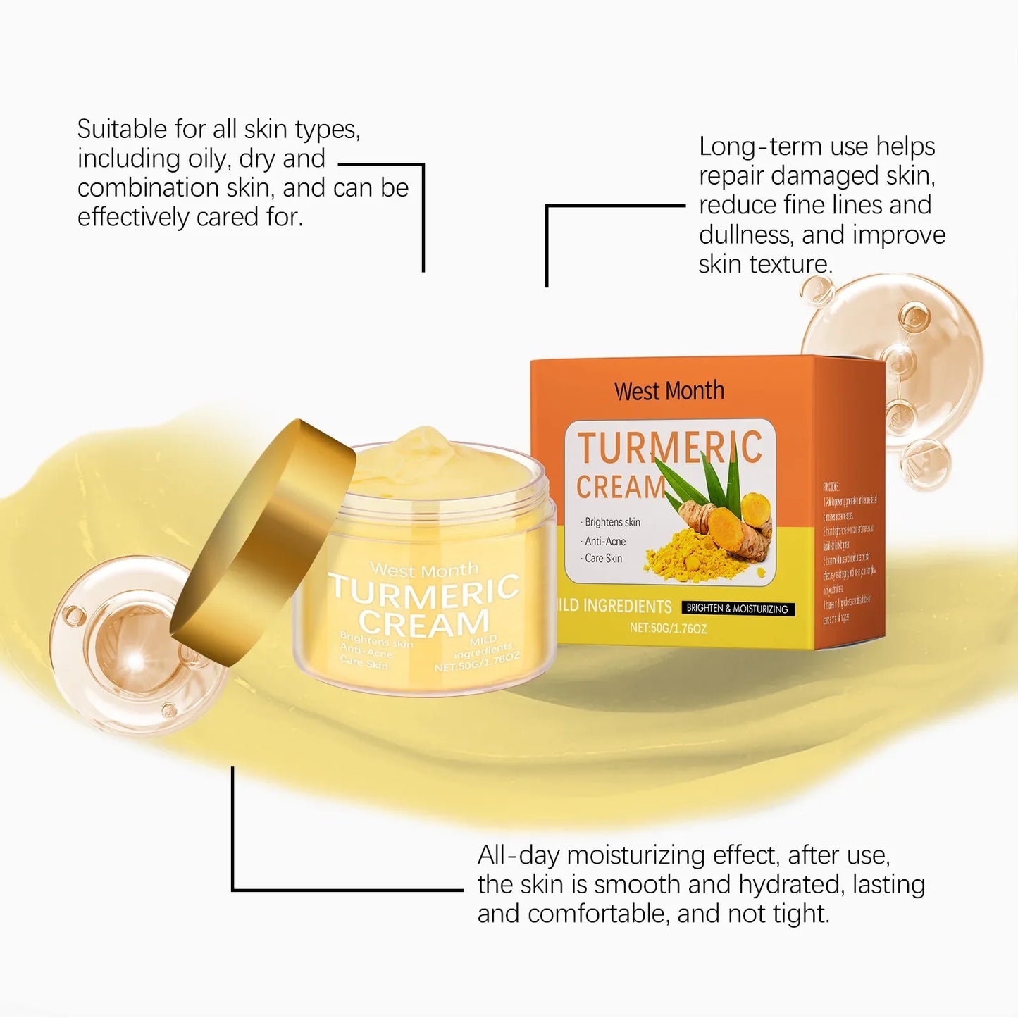 Turmeric Brightening Moisturizing Cream 50g – Daily Face Care