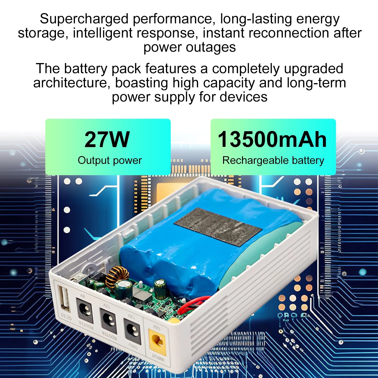 Mini UPS Battery Backup 13500mAh, Portable Rechargeable USB DC Backup Power, 5V/9V/12V Uninterrupted Power Supply Peaceful Pleasures Health and Wellness