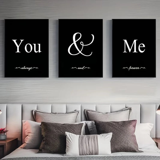 3-Piece Nordic "You & Me" Quote Canvas Wall Art Prints Canvas Wall Art Set Peaceful Pleasures Health and Wellness G4638-3pcs 60x80cm Unframed