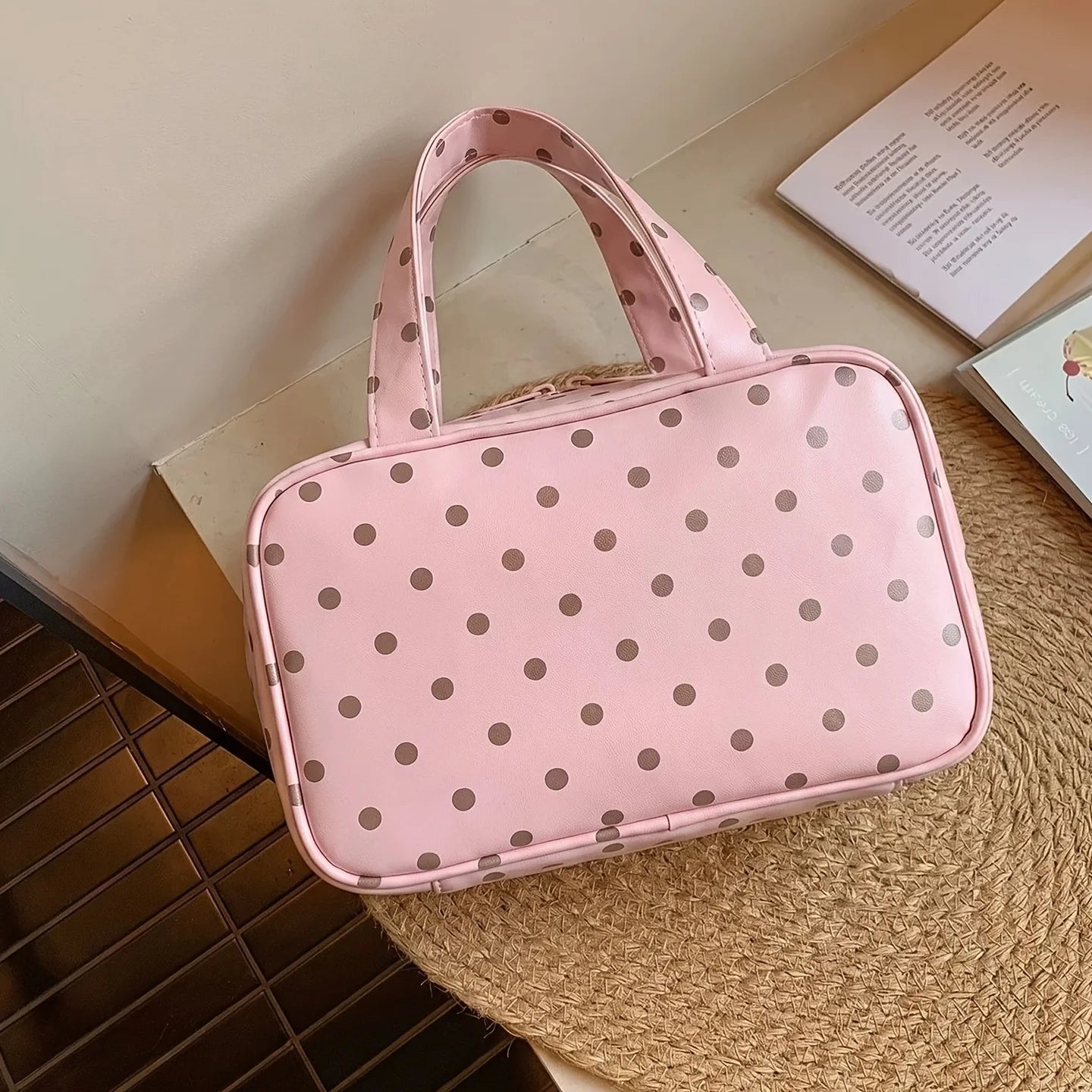 Polka Dot Makeup Bag | 3-Layer Travel Toiletry Organizer