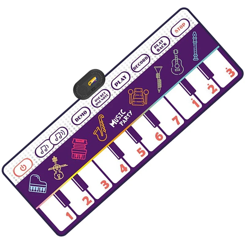 110x36cm Musical Piano Mat Toddle Carpet Toddlers Keyboard 8 Dinosaur