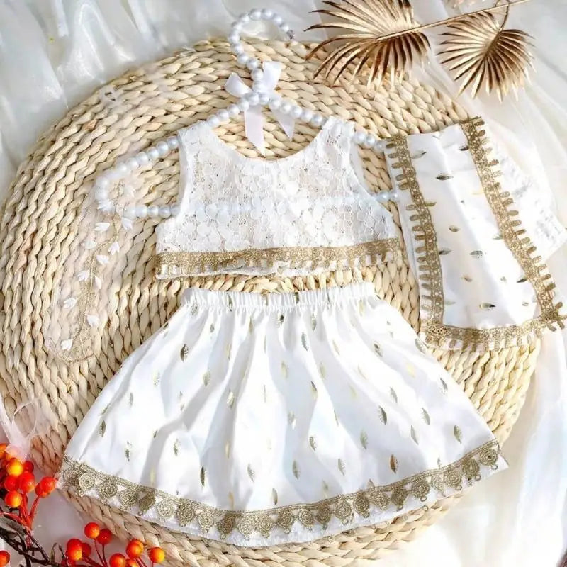 Newborn Baby Girl Bohemian Photo Outfit | Top, Skirt & Headband