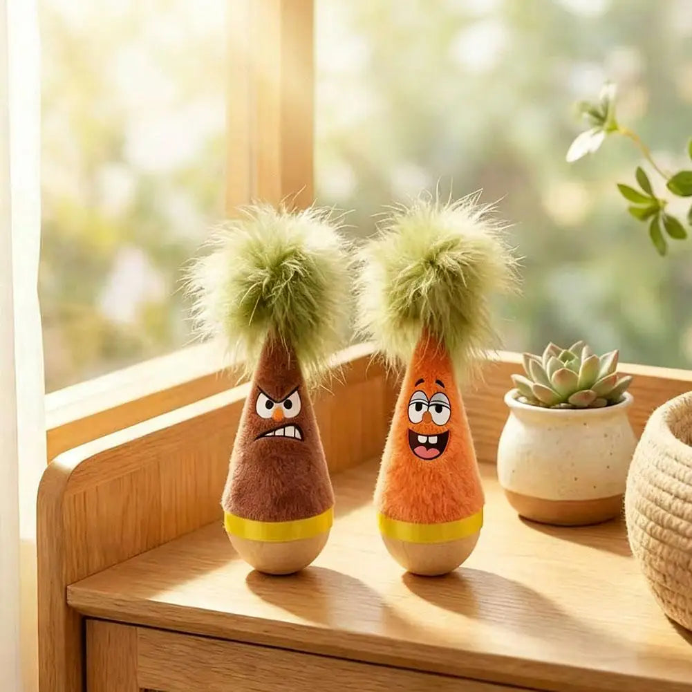 Cat Tumbler Funny Toys Tease Feathers Design Cat Stick Self-hey Relieve Boredom Essential Tumbler Toys Roly-poly Wooden Pet Toys Peaceful Pleasures Health and Wellness