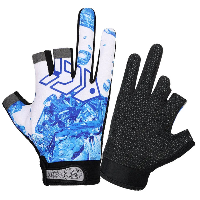 Fishing Flina Gloves for Men and Women Three Fingers Exposed Spring and Summer Breathable Thin Sports Anti-slip Gloves Peaceful Pleasures Health and Wellness Dynamic White