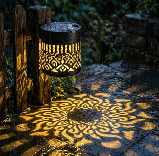 Waterproof Outdoor Deck Step Wall Light Hollow Solar-Powered Mandala Projector Light Exotic Garden Decoration Automatic Light Peaceful Pleasures Health and Wellness