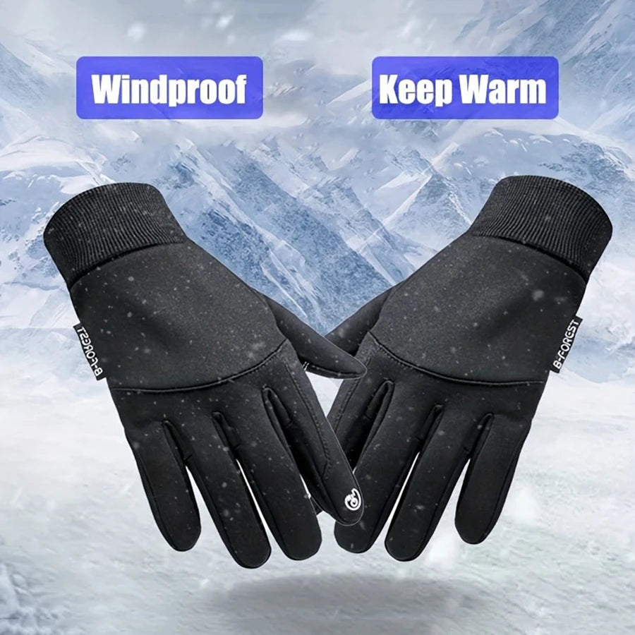 1Pair Outdoor Autumn And Winter Plus Velvet Warm Gloves For Men And Women, Touch Screen Non-slip Bicycle Riding Gloves Peaceful Pleasures Health and Wellness