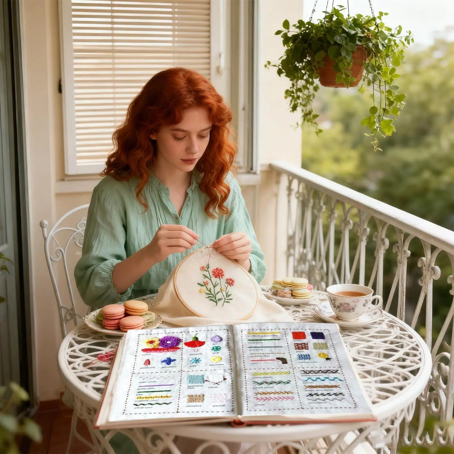Embroidery Stitches Book Kit with Tutorial & Toolkit Sampler Embroidery Craft Kit Peaceful Pleasures Health and Wellness