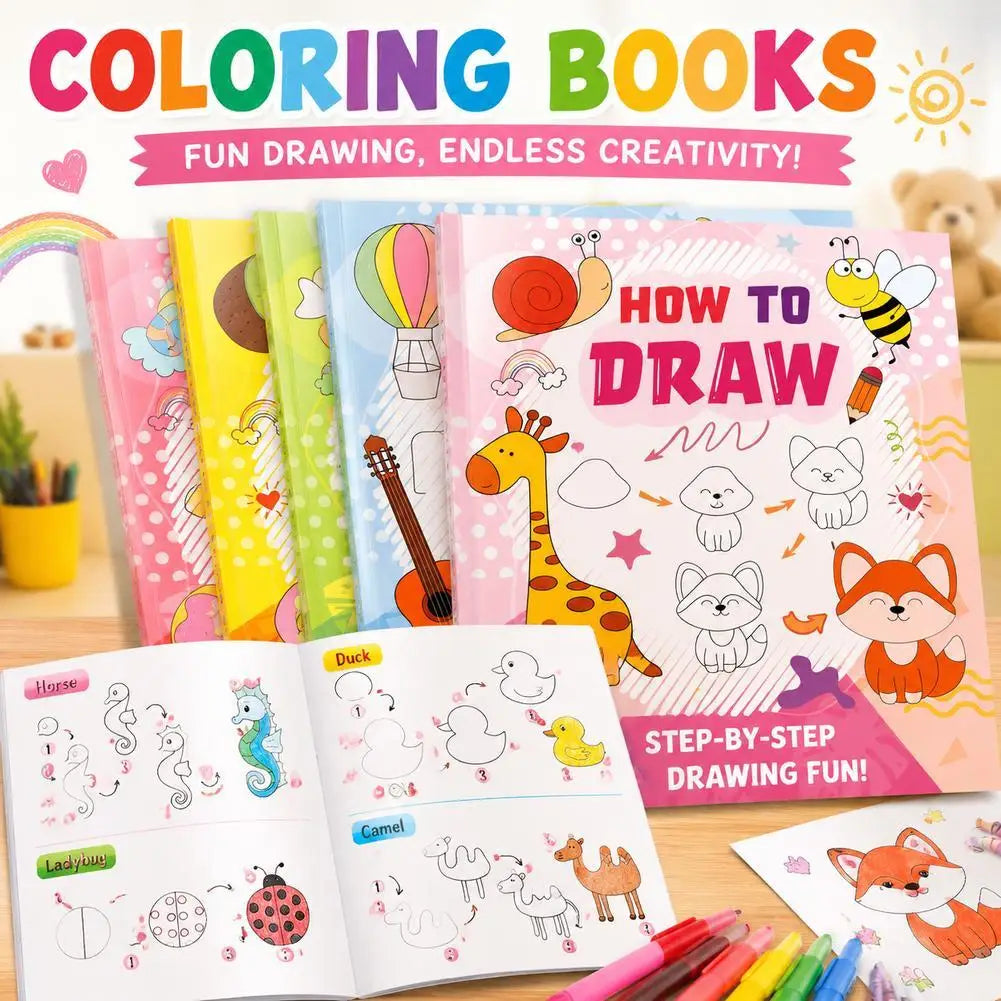 Animal Cartoon Sketch Book Step How Draw Drawing Practice Coloring